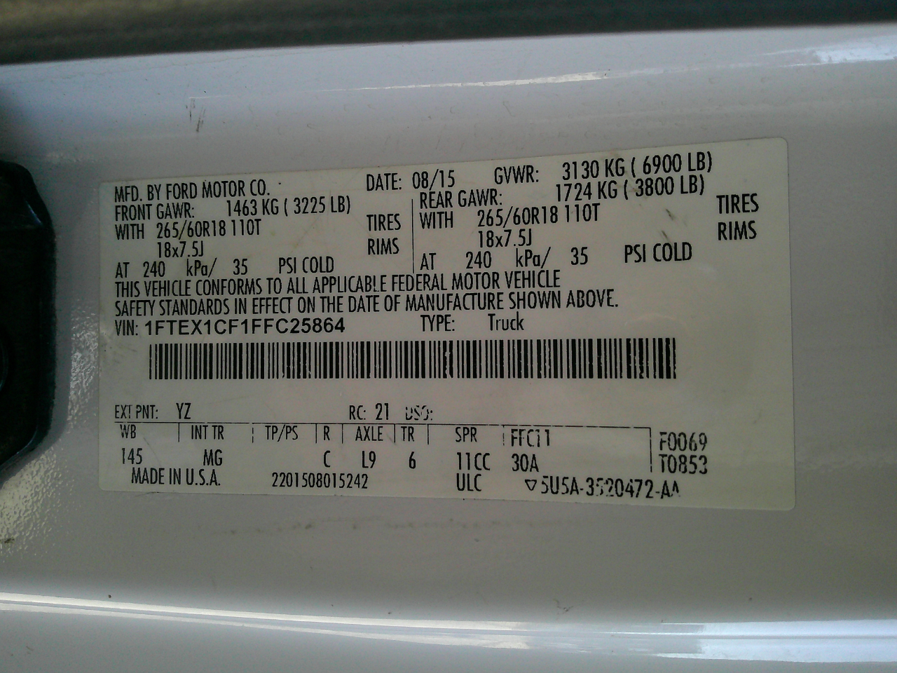 Ford F-150 2WD Supercab 163" XLT 2015