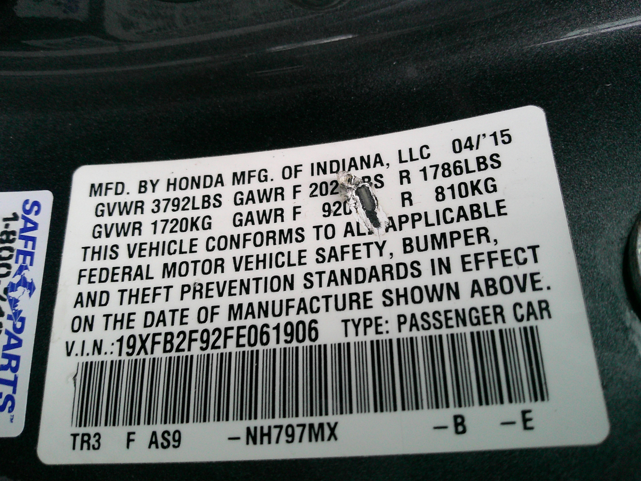 Honda Civic Sedan 4dr CVT EX-L 2015