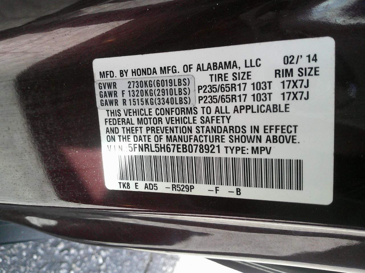 Honda Odyssey 5dr EX-L 2014