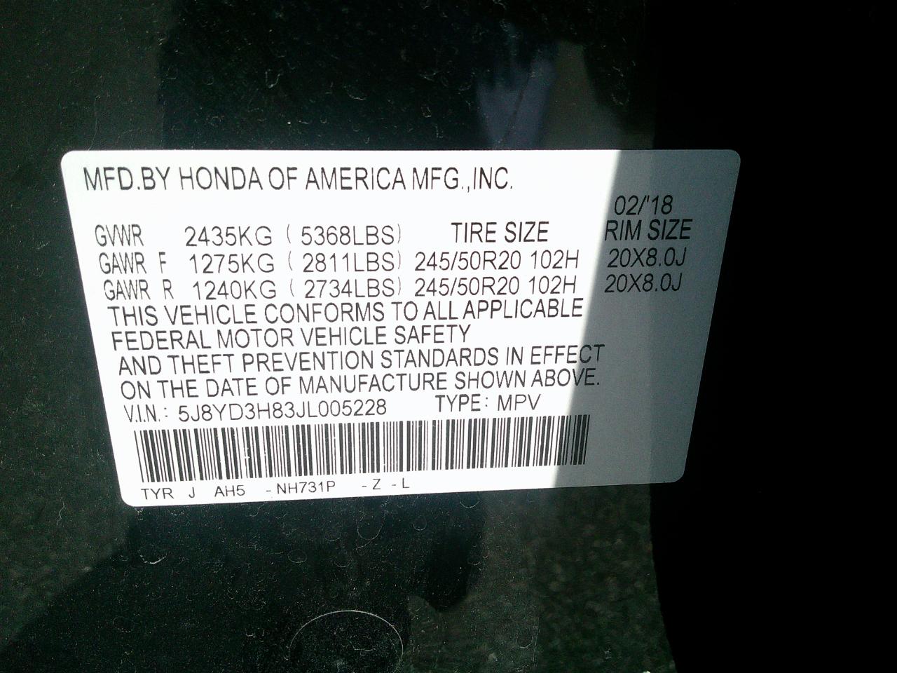 Acura MDX FWD w/Advance Pkg 2018