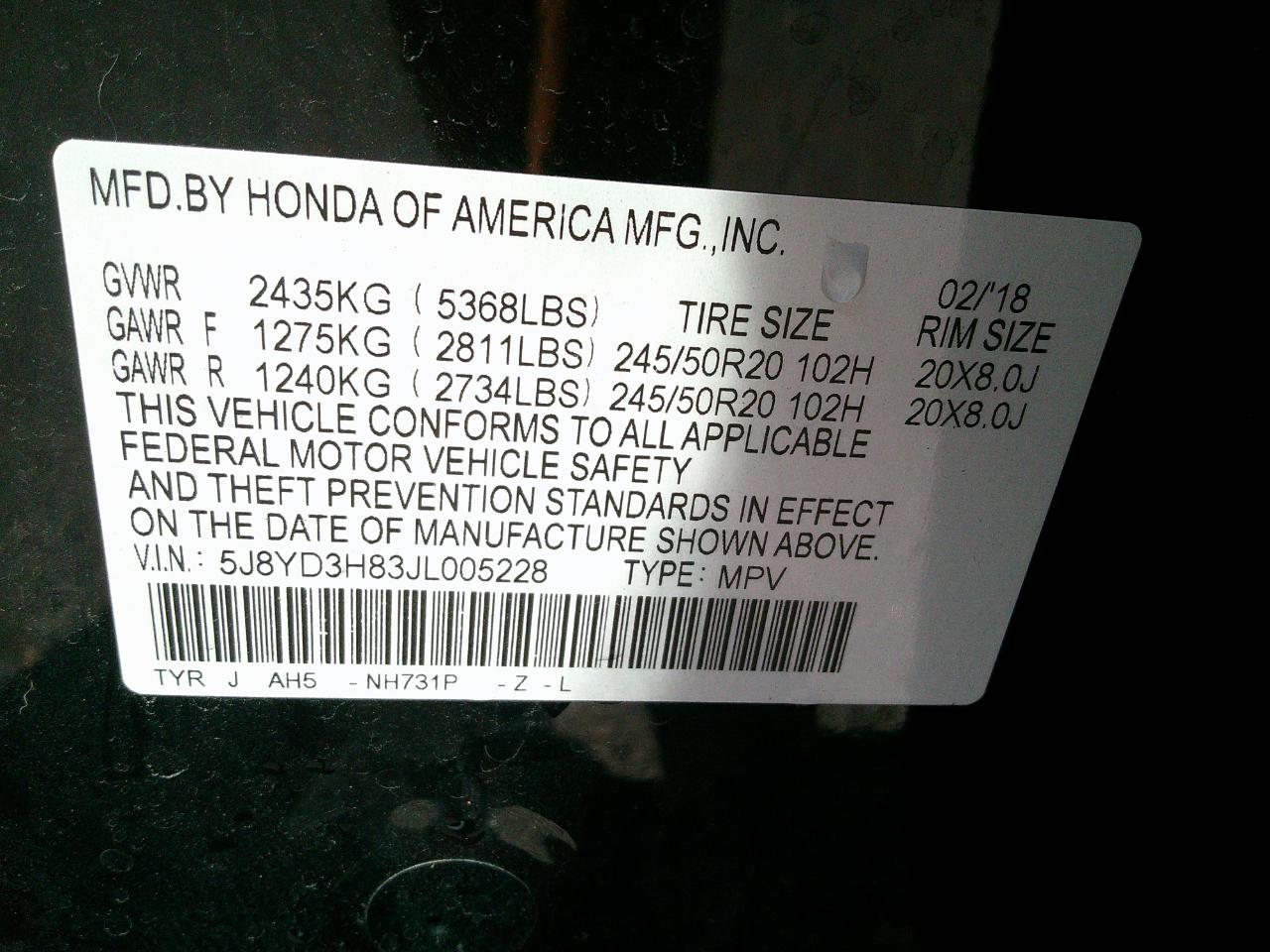 Acura MDX FWD w/Advance Pkg 2018