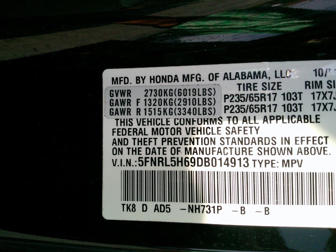 Honda Odyssey 5dr EX-L 2013