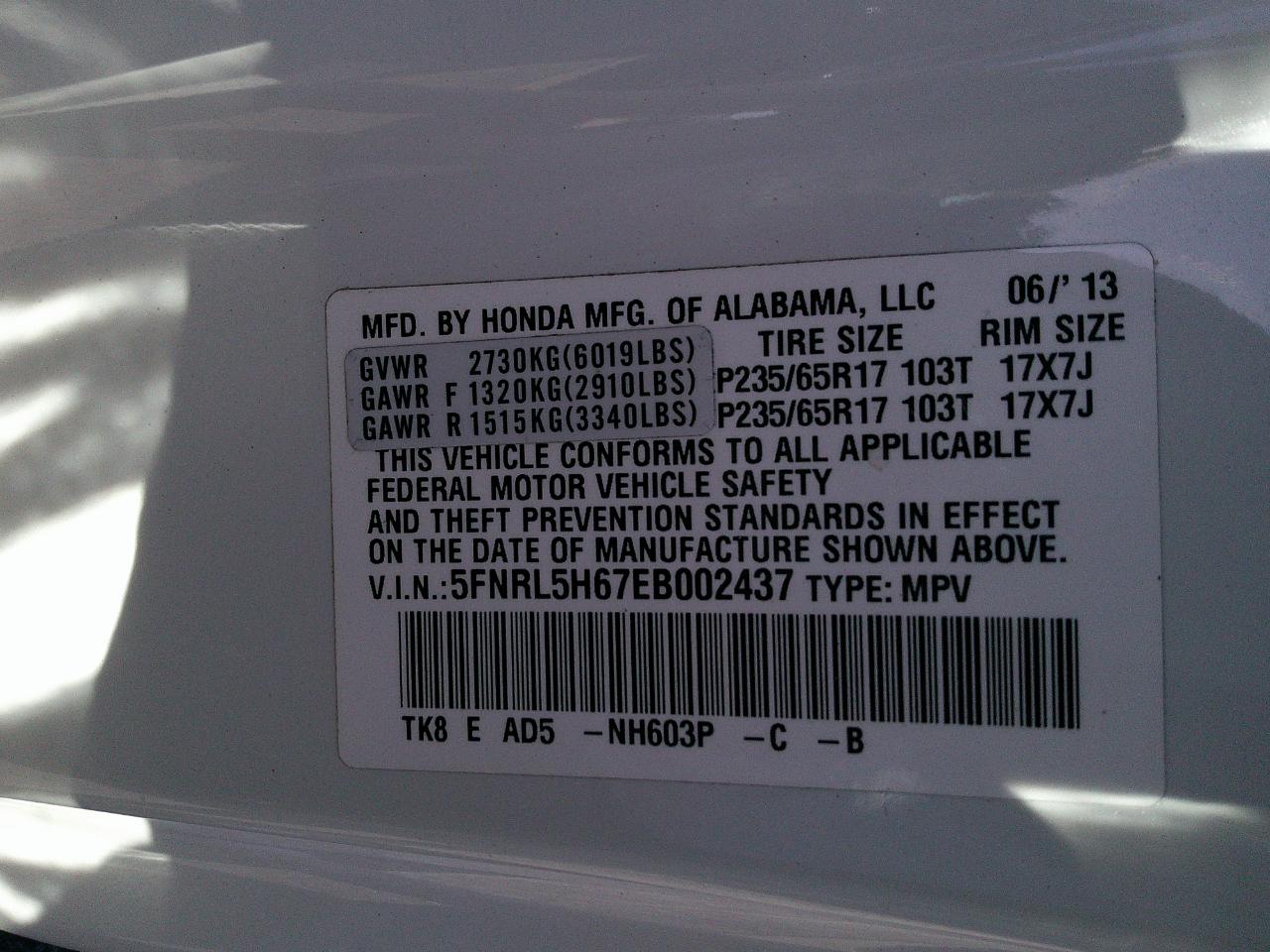 Honda Odyssey 5dr EX-L 2014