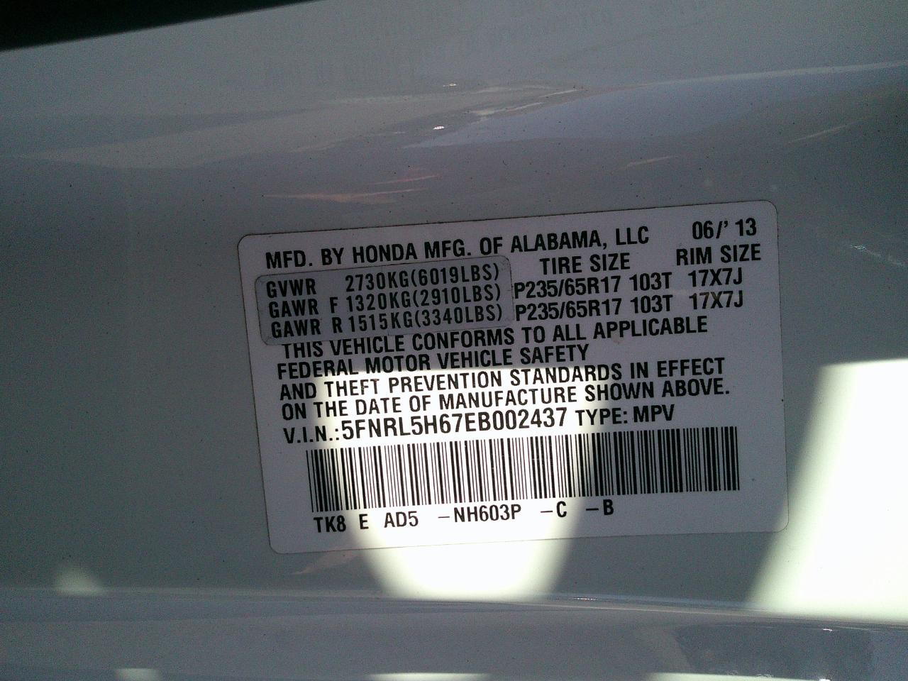 Honda Odyssey 5dr EX-L 2014