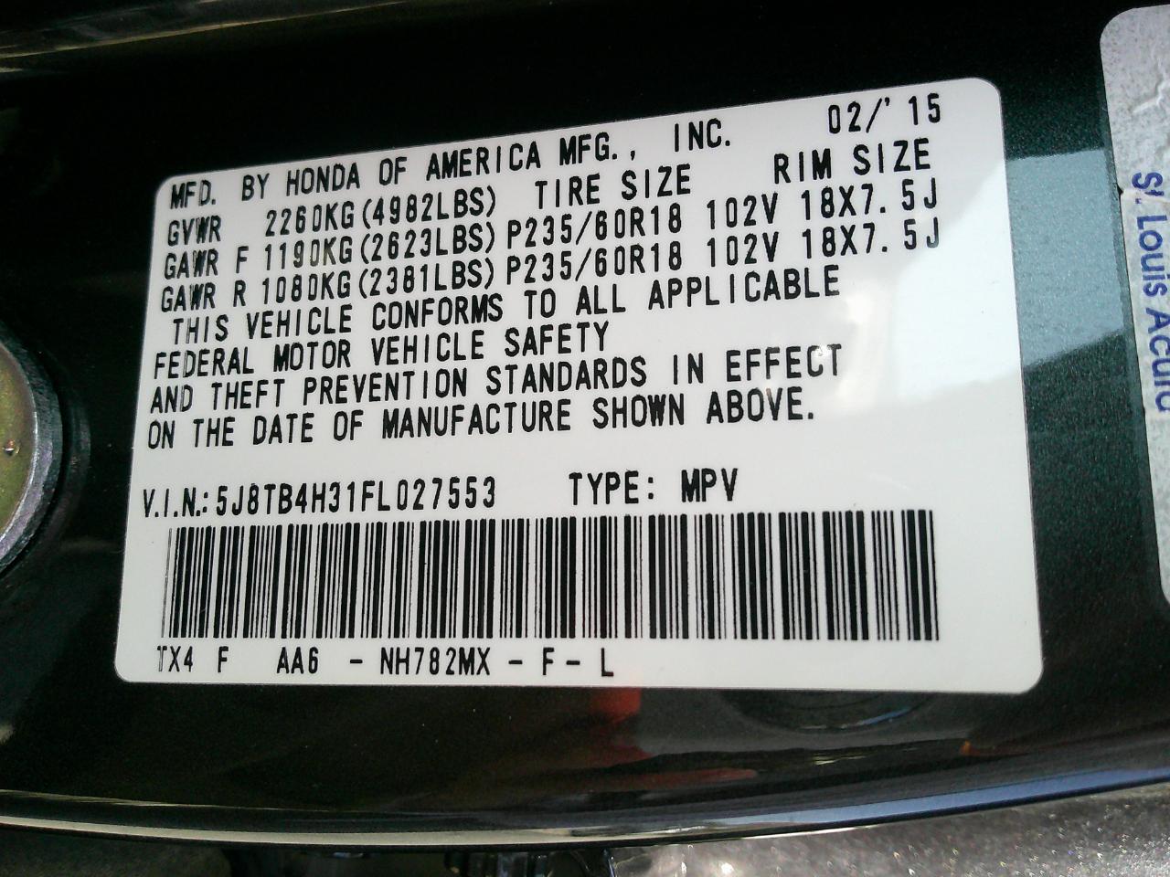 Acura RDX AWD 4dr 2015