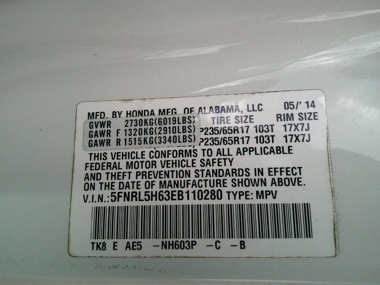 Honda Odyssey 5dr EX-L 2014