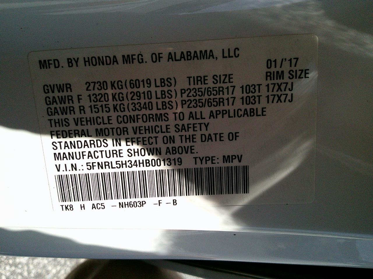 Honda Odyssey SE Auto 2017