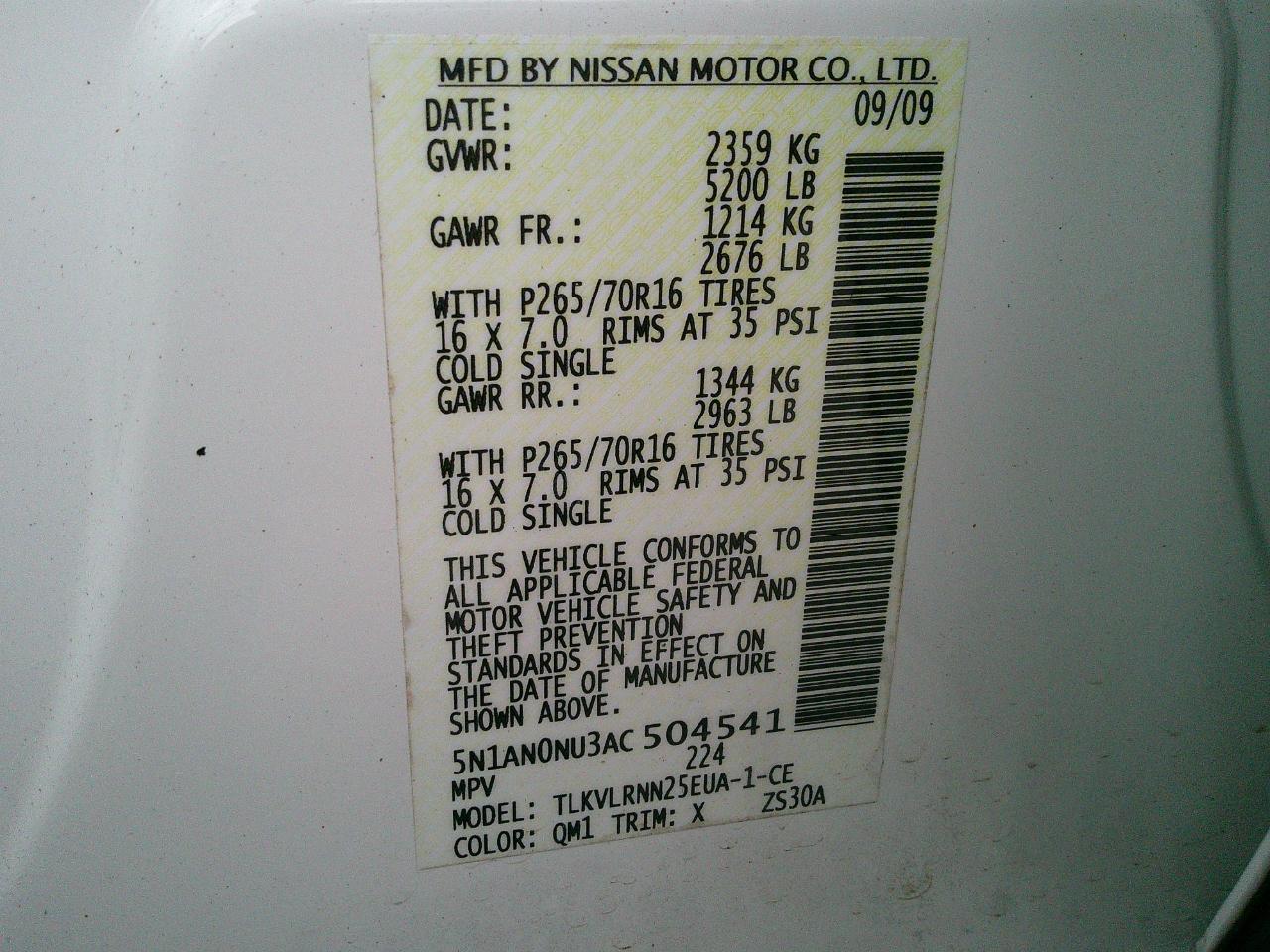 Nissan Xterra 2WD 4dr Auto S 2010