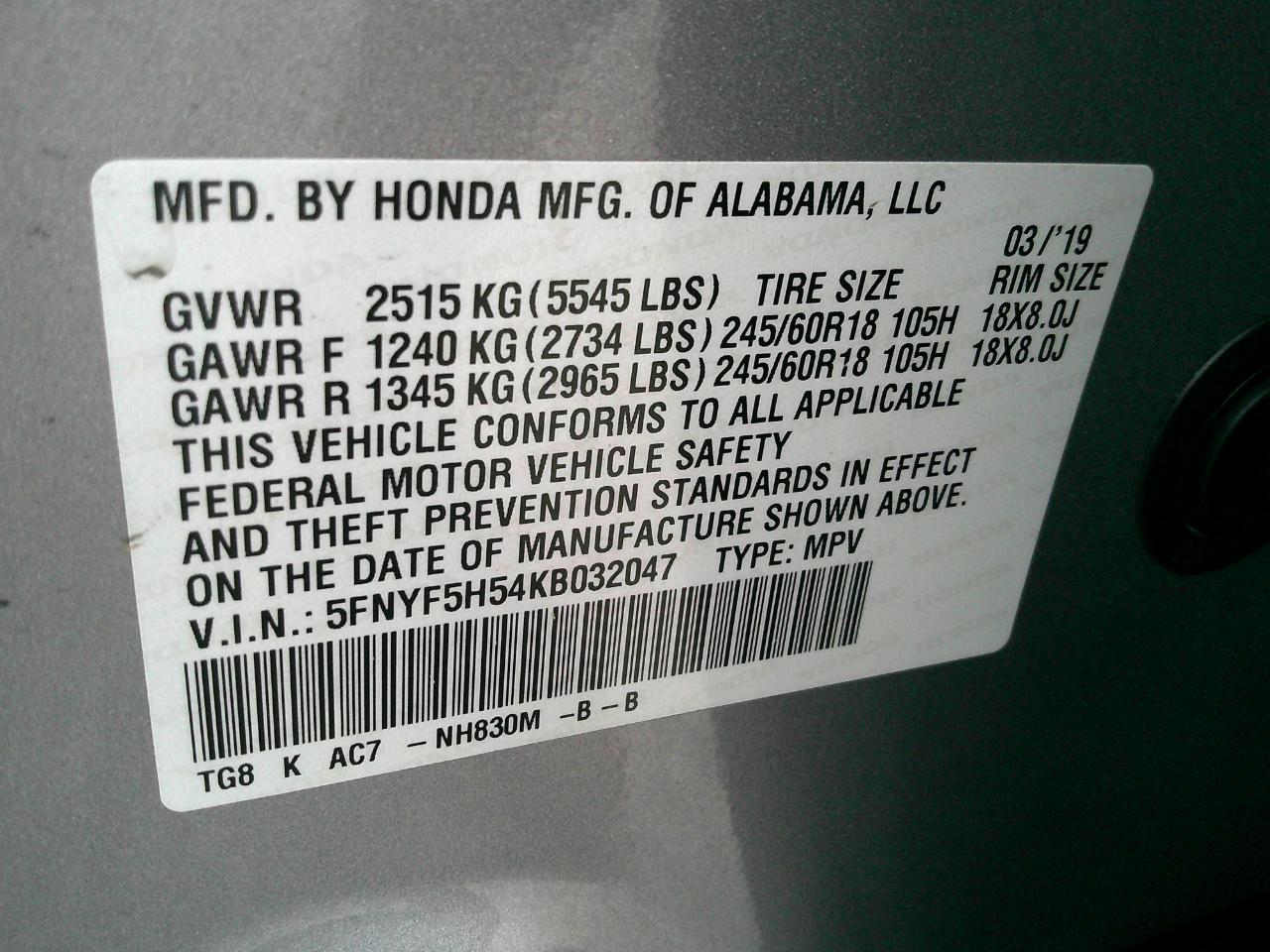 Honda Pilot EX-L 2WD 2019