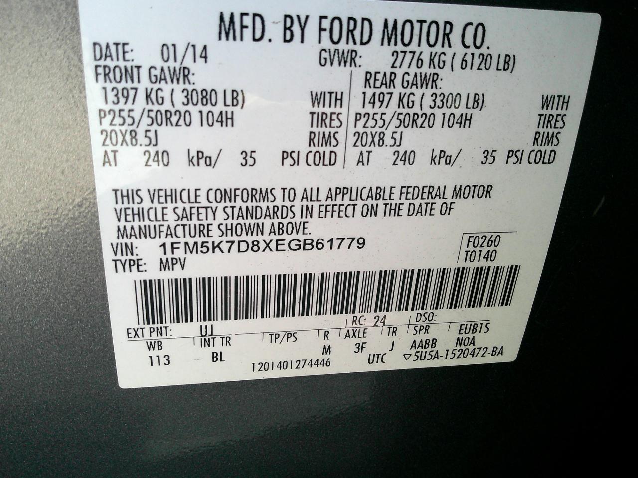 Ford Explorer FWD 4dr XLT 2014