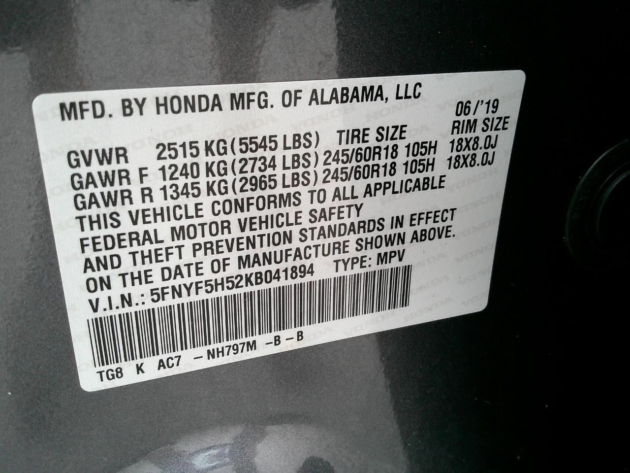 Honda Pilot EX-L 2WD 2019
