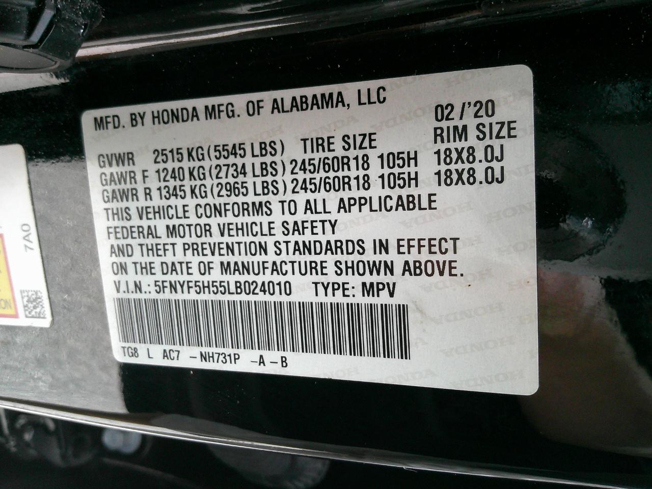Honda Pilot EX-L 2WD 2020