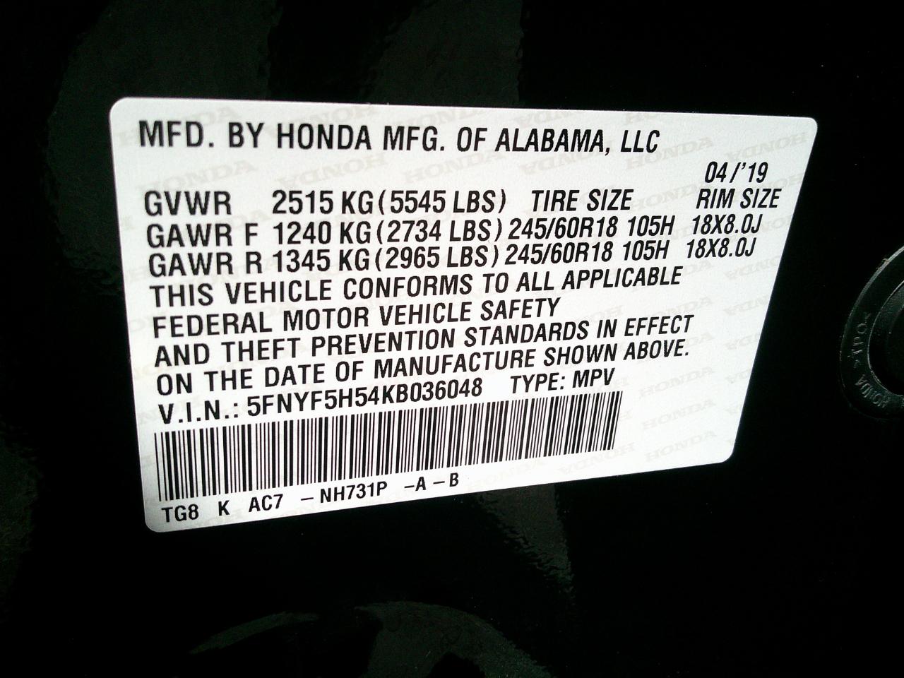 Honda Pilot EX-L 2WD 2019