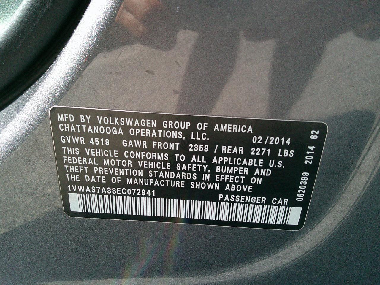 Volkswagen Passat 4dr Sdn 1.8T Auto Wolfsburg Ed 2014
