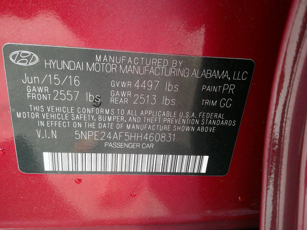 Hyundai Sonata 2.4L 2017