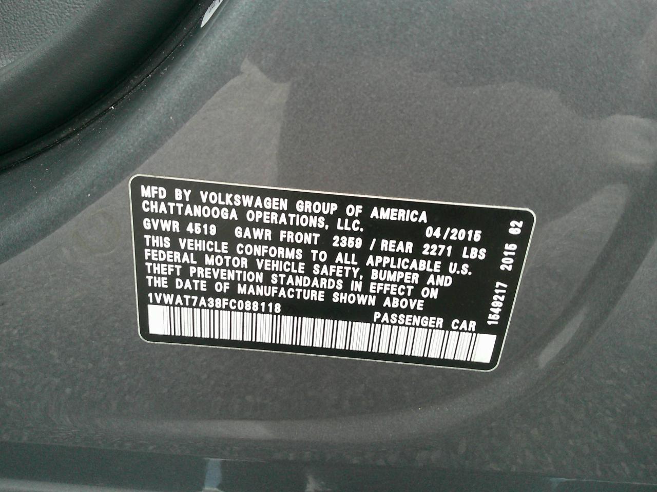 Volkswagen Passat 4dr Sdn 1.8T Auto Limited Edition 2015