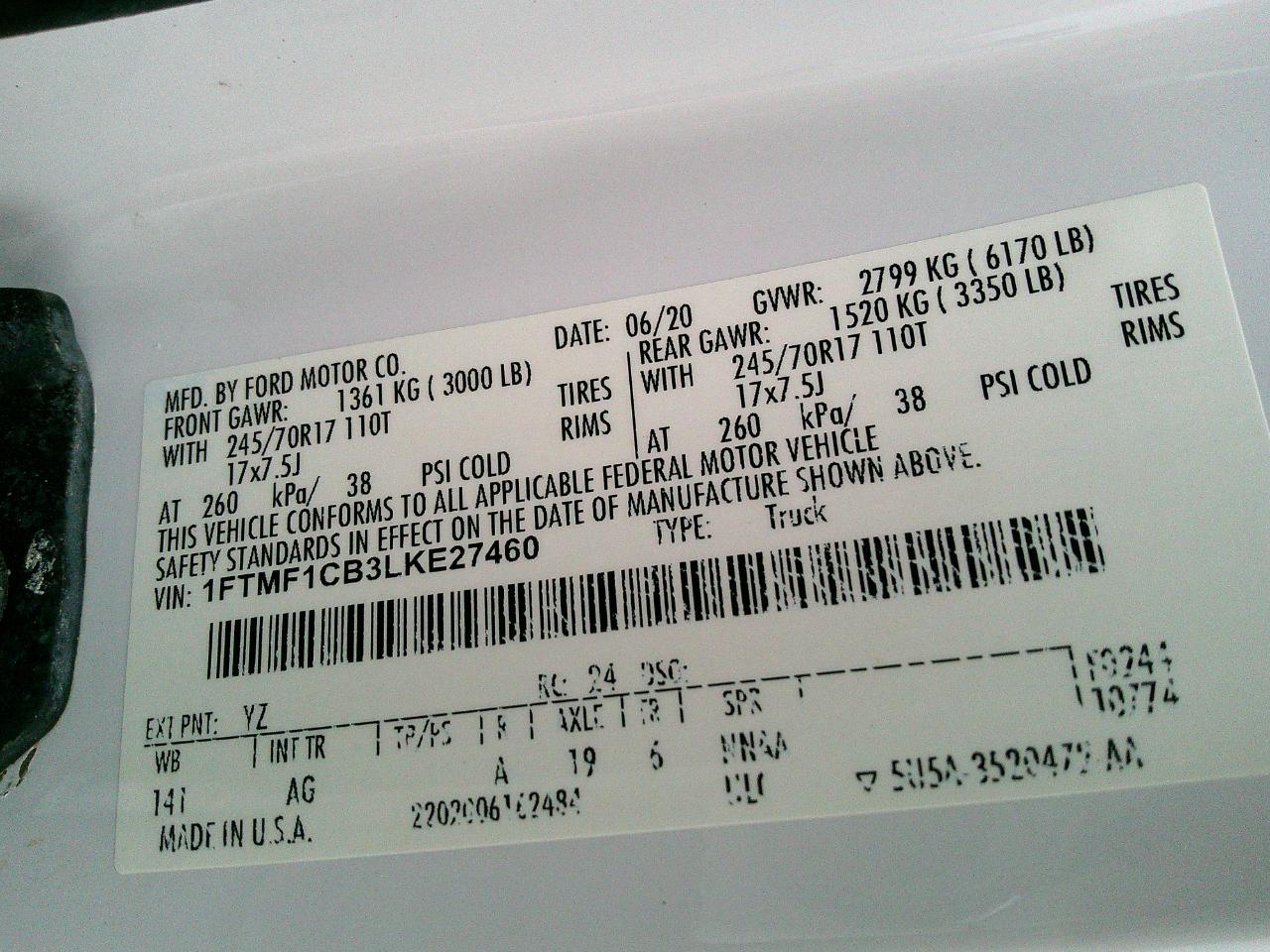 Ford F-150 XL 2WD Reg Cab 8' Box 2020