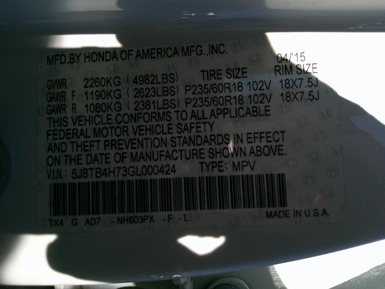 Acura RDX AWD 4dr Advance Pkg 2016