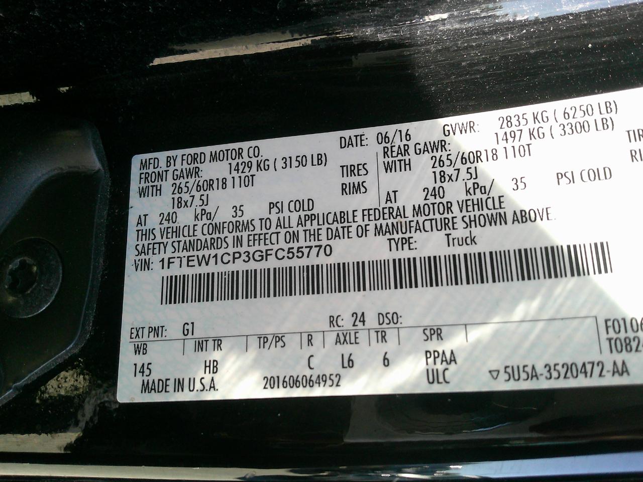 Ford F-150 2WD SuperCrew 157" Lariat 2016