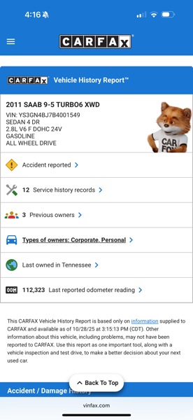 Saab 9-5 Turbo6 XWD 2011 Saab 9-5 Turbo6 XWD 2011