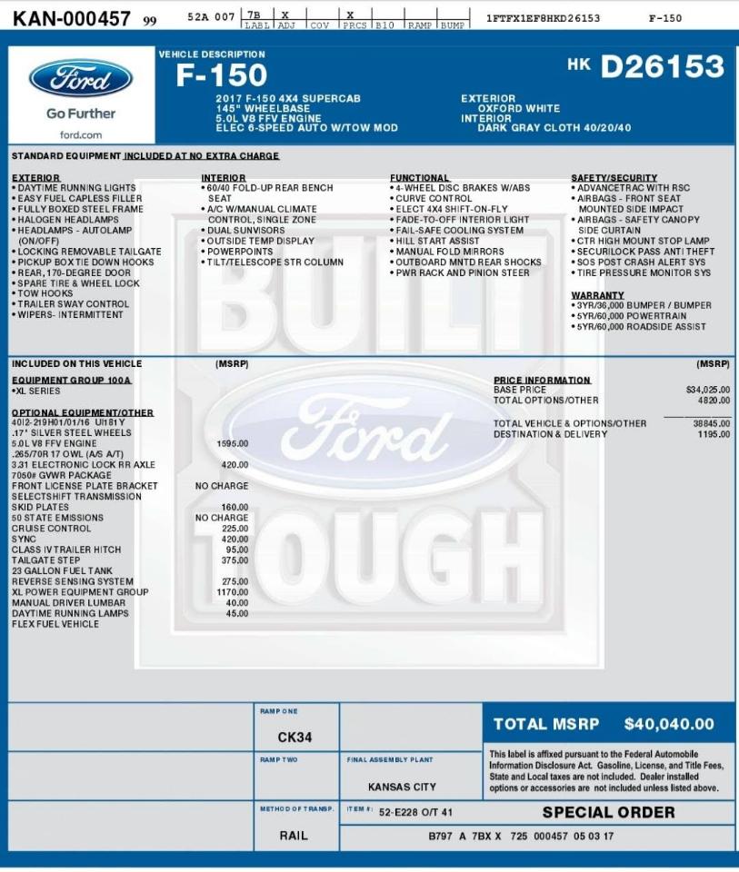 Ford F-150 Lariat SuperCab 8-ft. 4WD 2017