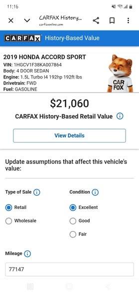 Honda Accord Sport CVT 2019