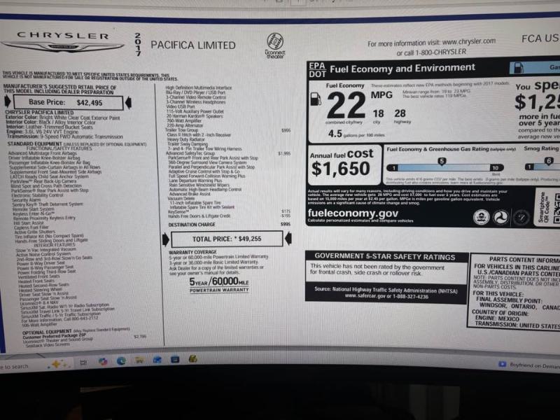 Chrysler Pacifica Limited 2017