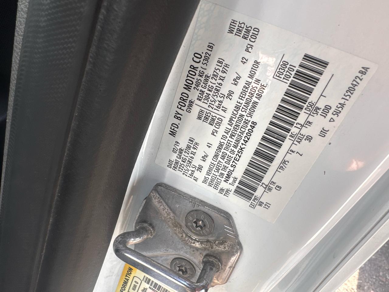 Ford Transit Connect Cargo Van XL LWB w/Rear 180 Degree Door 2019