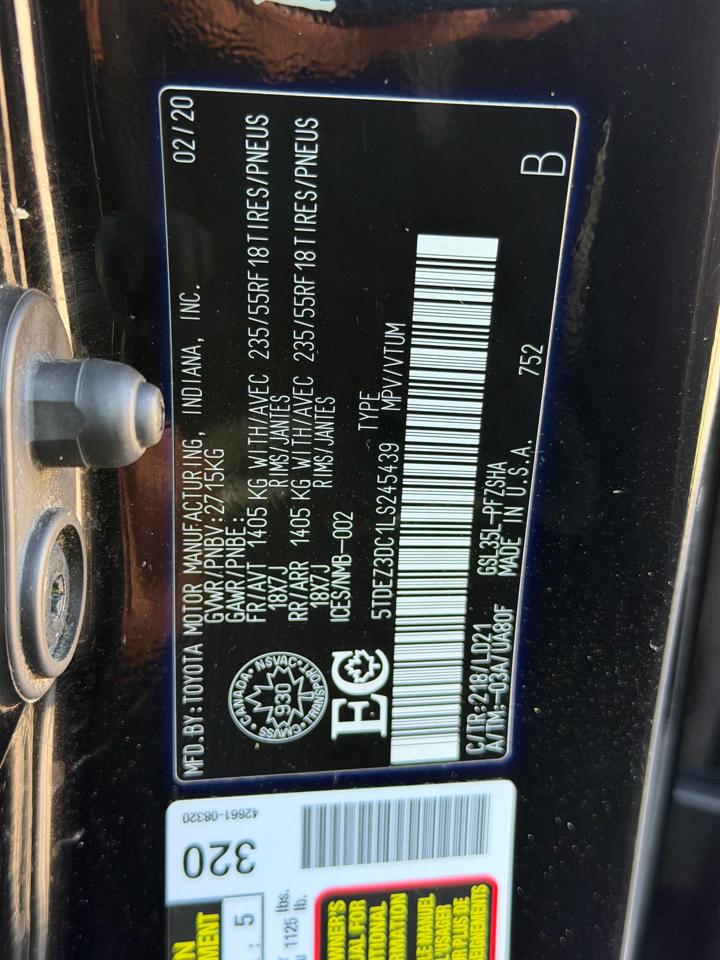 Toyota Sienna SE 7-Passenger AWD 2020