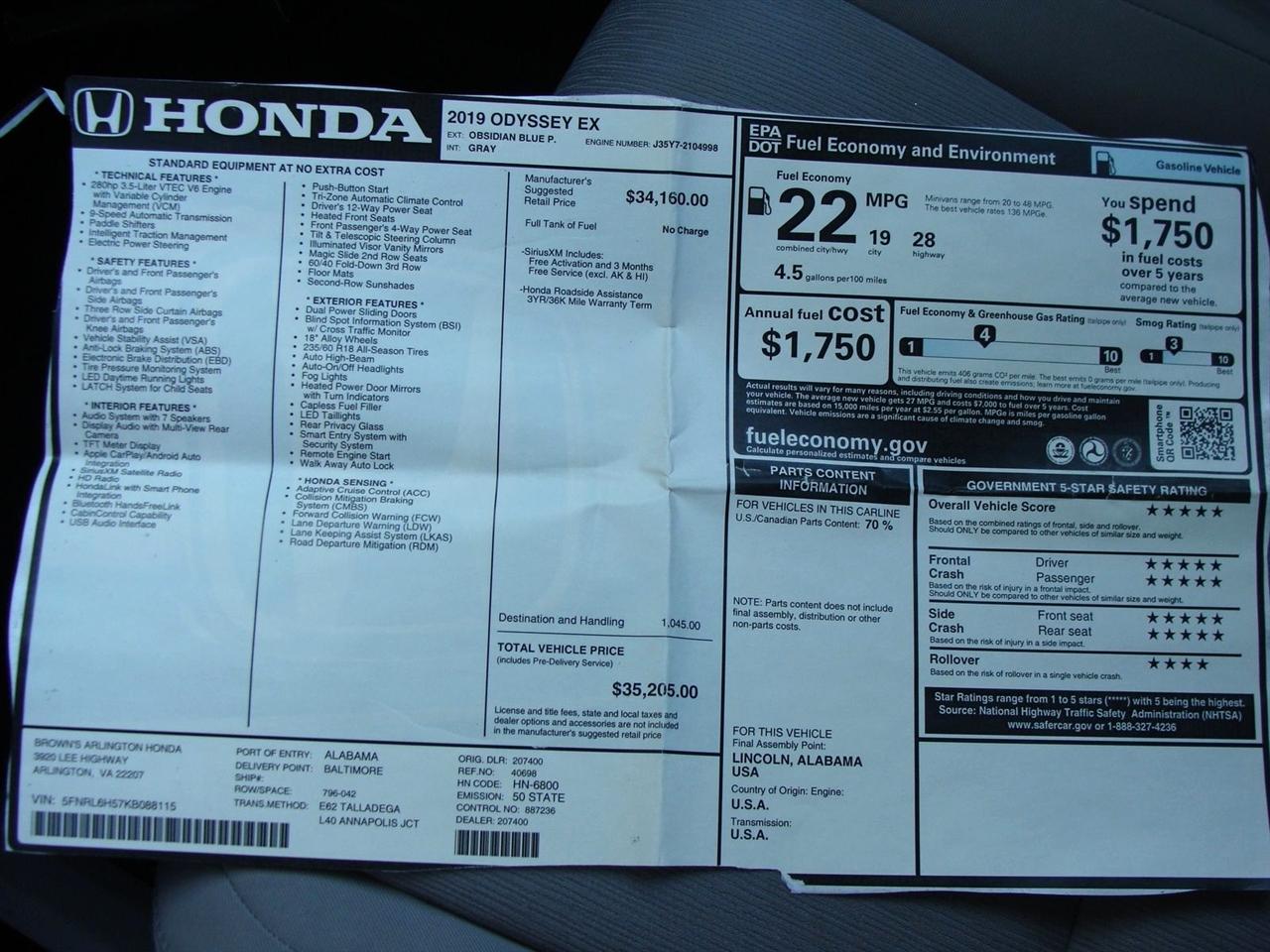 Honda Odyssey EX Auto 2019