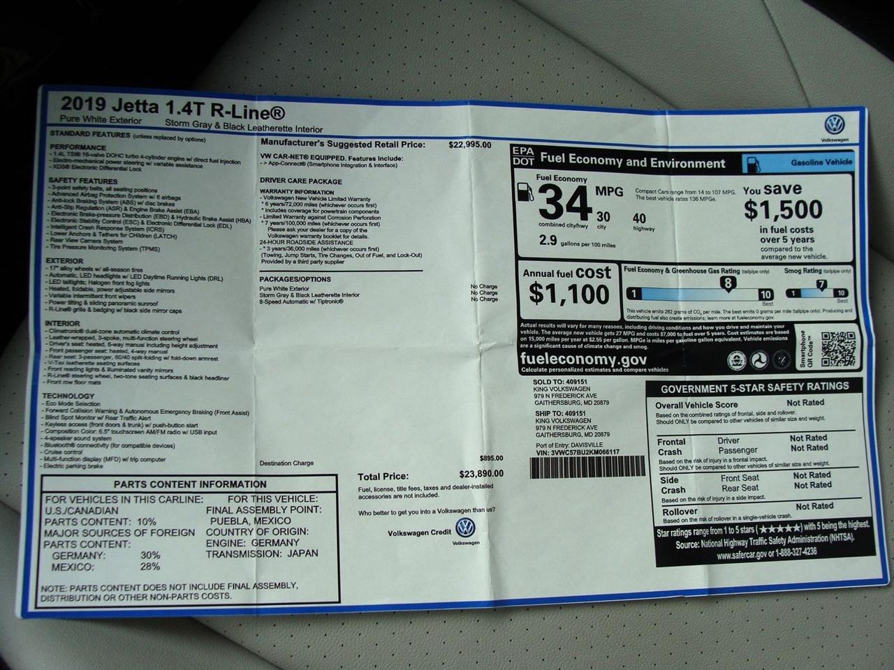 Volkswagen Jetta R-Line Auto w/SULEV 2019