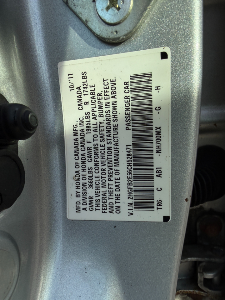 Honda Civic LX Sedan 5-Speed MT 2012