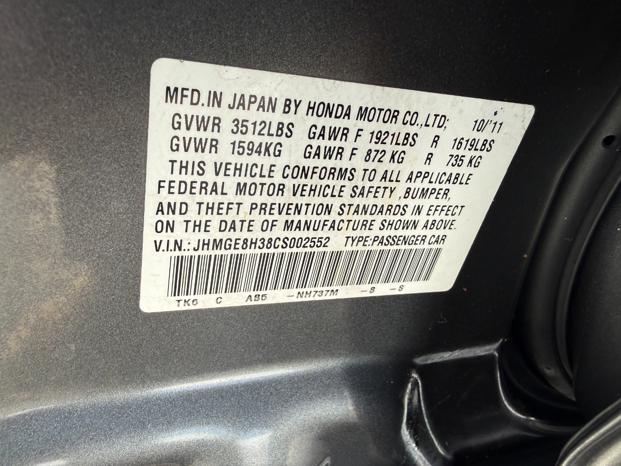 Honda Fit 5-Speed AT 2012