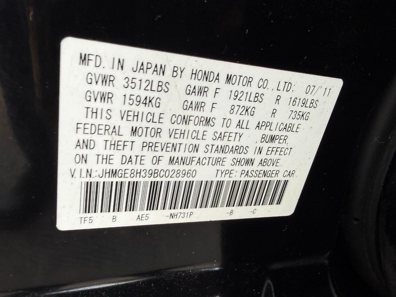 Honda Fit 5-Speed AT 2011