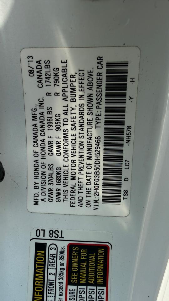 Honda Civic LX Coupe 5-Speed AT 2013