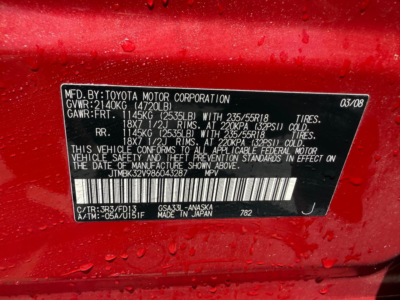 Toyota RAV4 Sport V6 4WD 2008