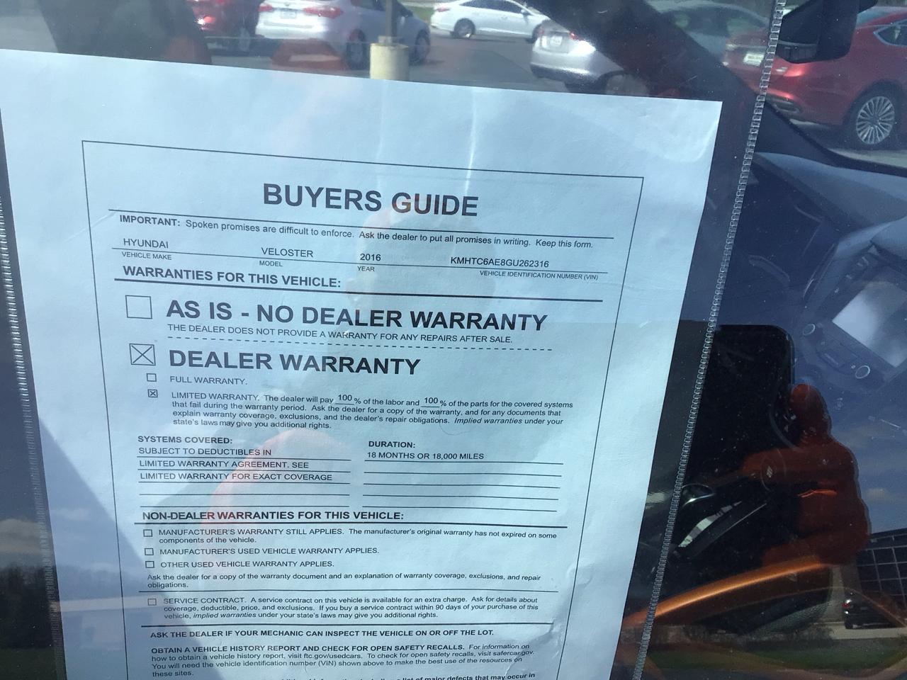 Hyundai Veloster 3dr Cpe Auto Turbo w/Orange Accent 2016