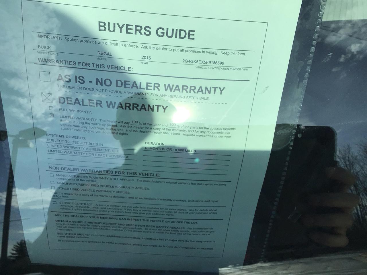 Buick Regal 4dr Sdn Turbo FWD 2015