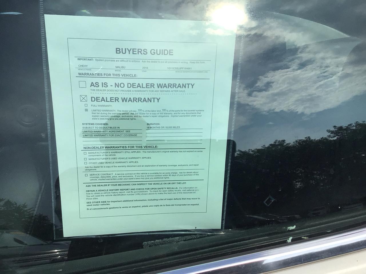 Chevrolet Malibu 4dr Sdn LT w/1LT 2015