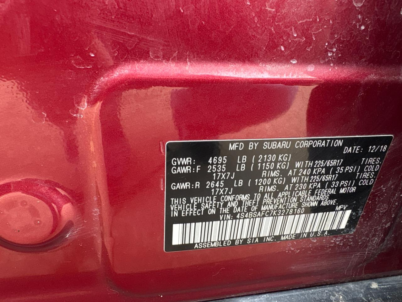 Subaru Outback 2.5i Premium 2019