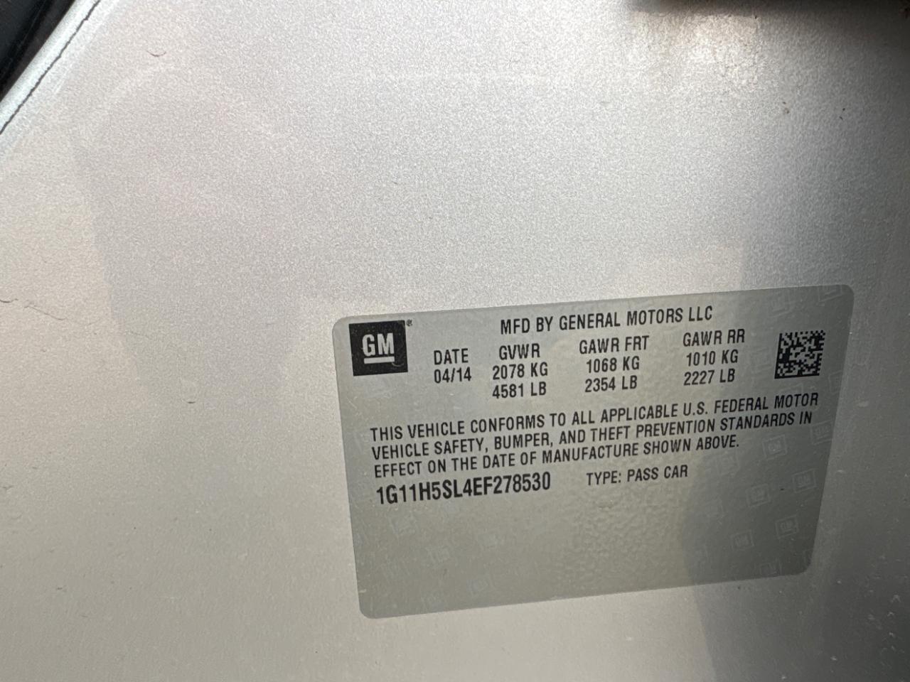 Chevrolet Malibu 1TZ 2014