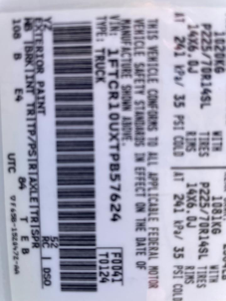 Ford Ranger XL Reg. Cab Short Bed 2WD 1996