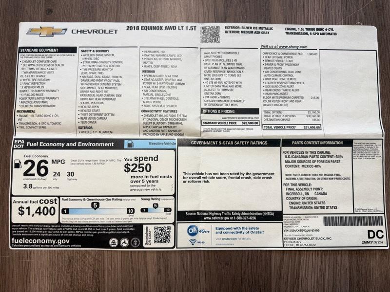 Chevrolet Equinox LT AWD 2018