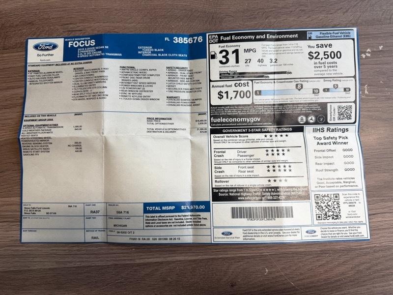 Ford Focus SE Sedan 2015