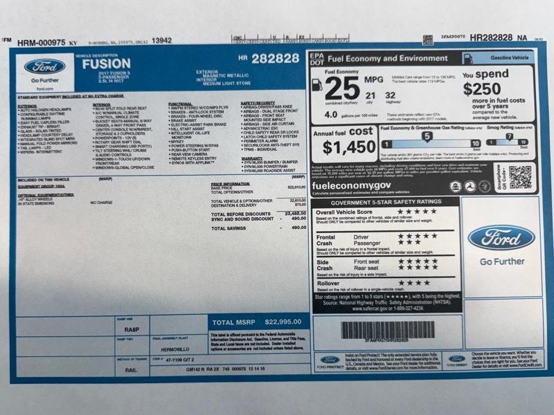 Ford Fusion S 2017
