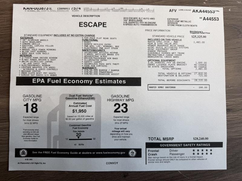 Ford Escape XLT 4WD 2010