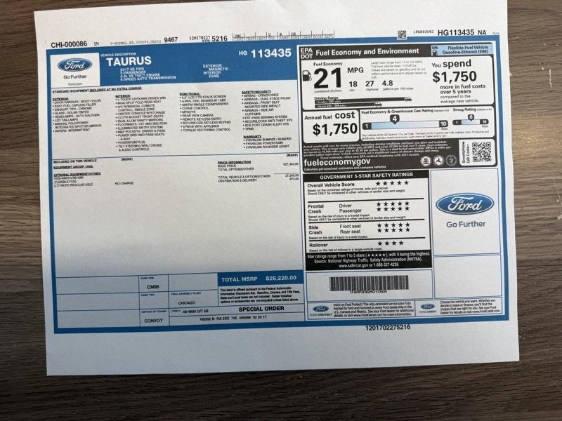 Ford Taurus SE FWD 2017