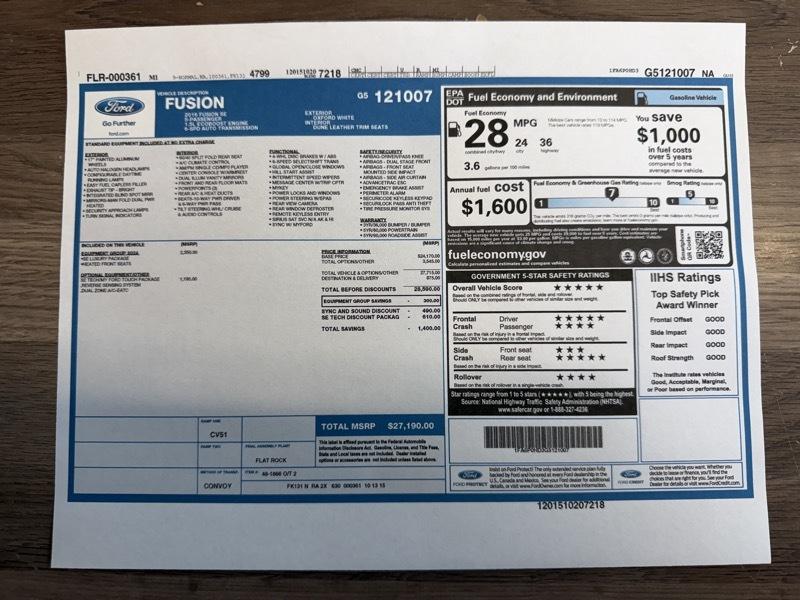 Ford Fusion SE 2016