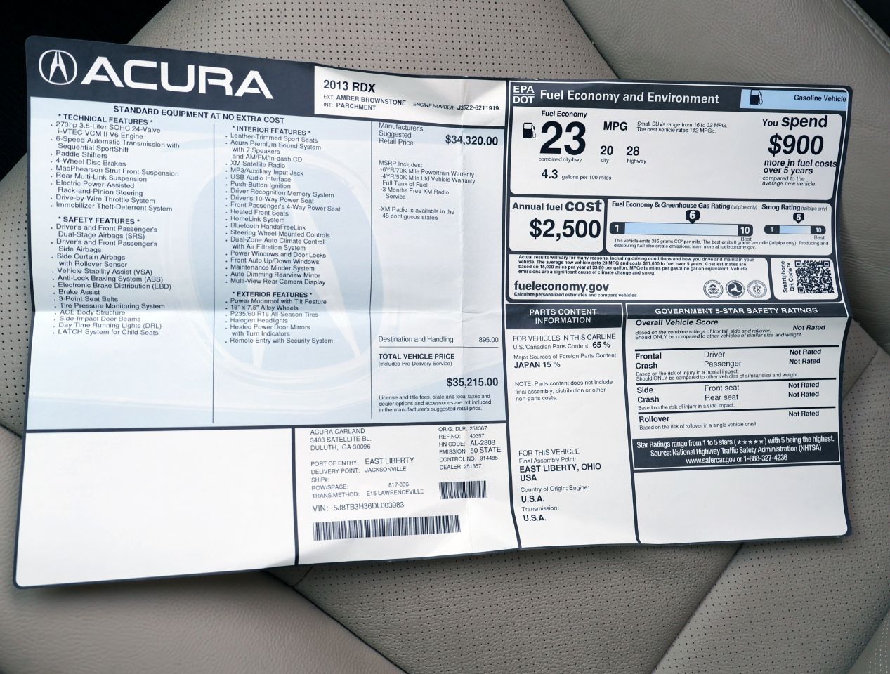 Acura RDX 6-Spd AT 2013