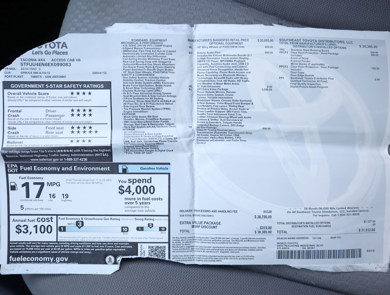 Toyota Tacoma Access Cab V6 6MT 4WD 2014